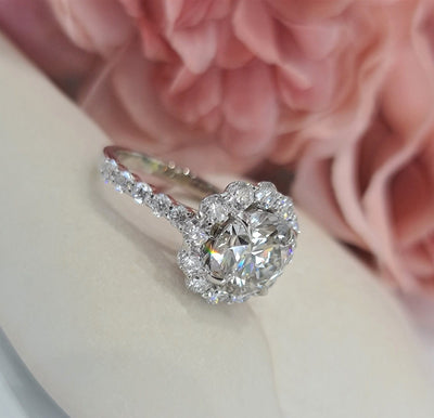 1.50 - 3.50 CT Round Cut Halo Lab Grown Diamond Engagement Ring
