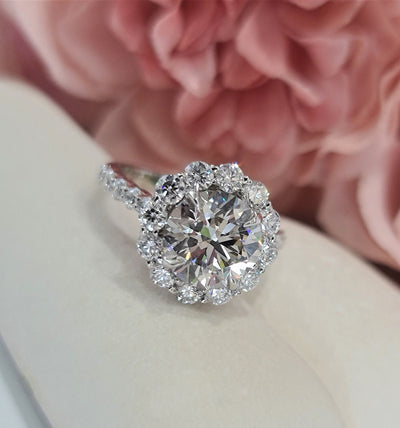 1.50 - 3.50 CT Round Cut Halo Lab Grown Diamond Engagement Ring