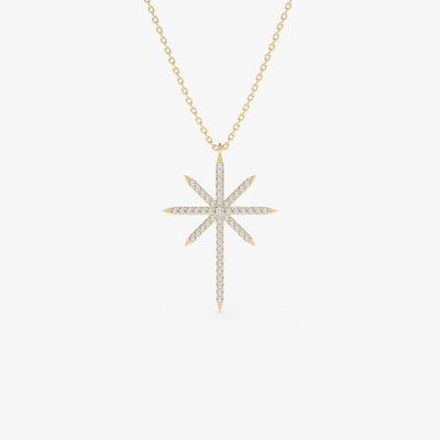 Round Diamond North Star Necklace for Her in 14K Gold