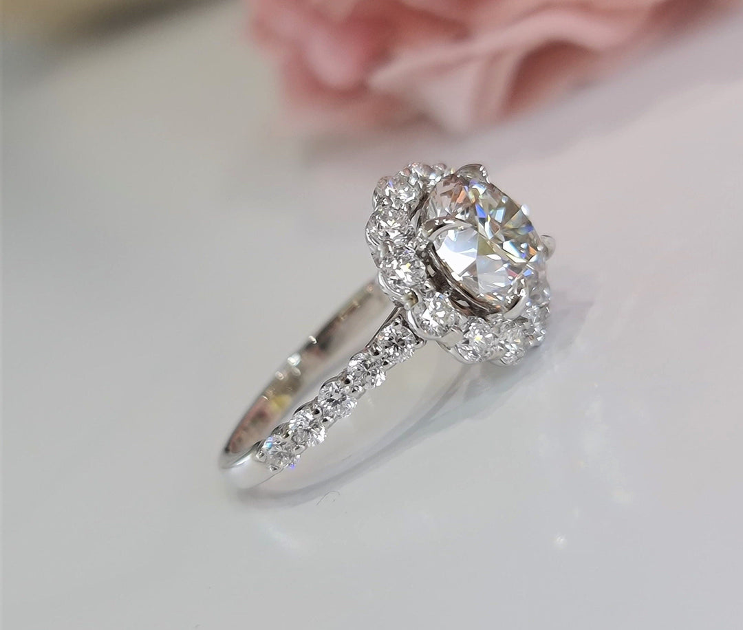 1.50 - 3.50 CT Round Cut Halo Lab Grown Diamond Engagement Ring