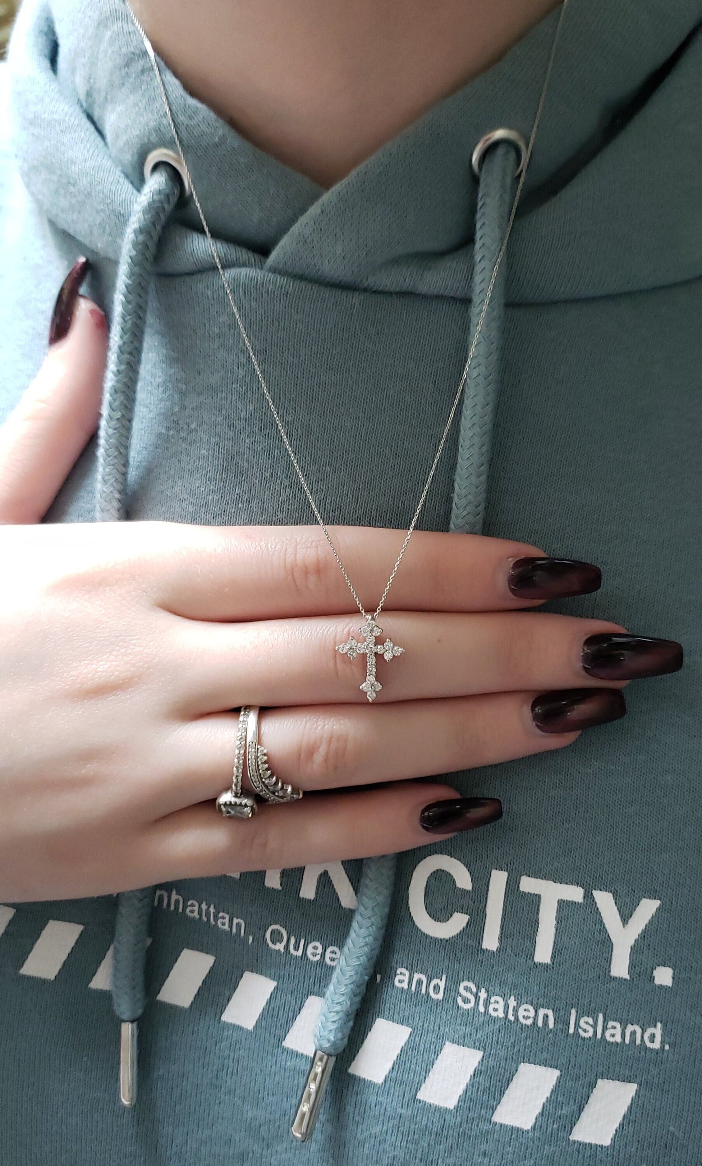 0.38TCW Cross Moissanite Diamond Necklace for Women