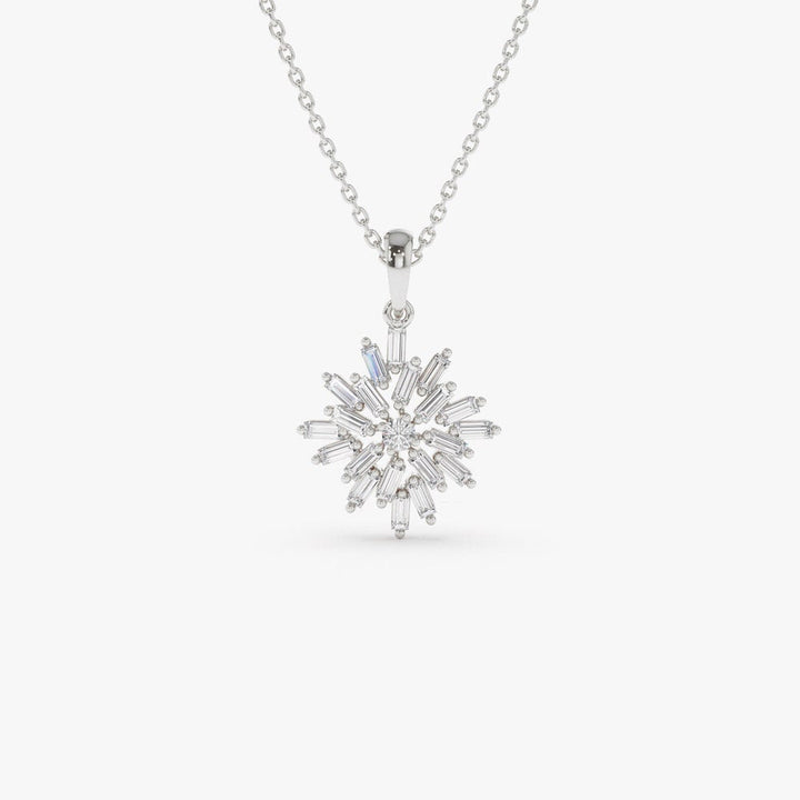 Baguette Cut Diamond Cluster Necklace for Women