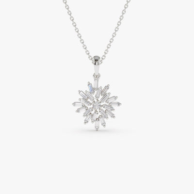 Baguette Cut Diamond Cluster Necklace for Women