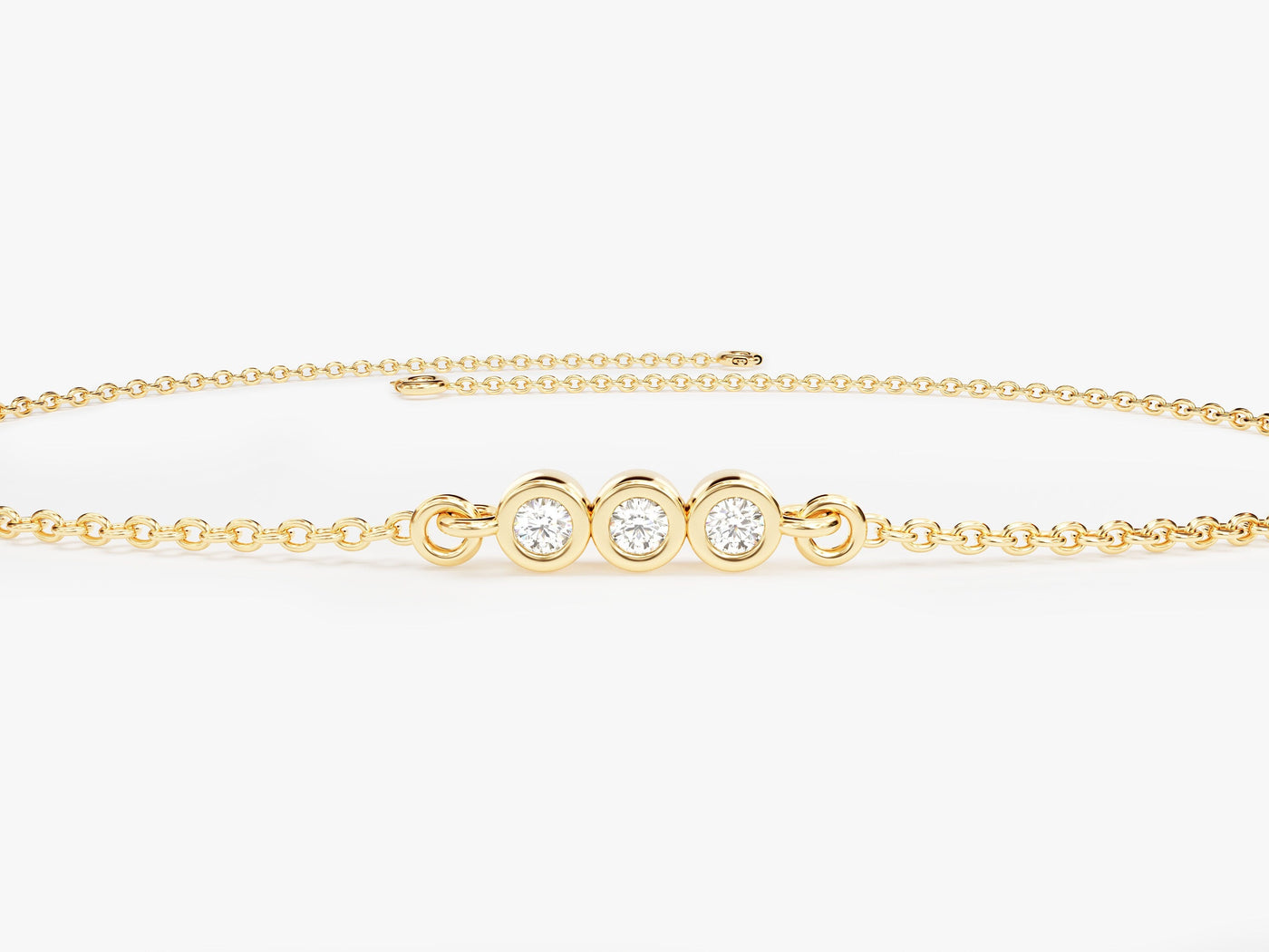 0.1Ct Bezel Set Round Cut Trio Diamond Bracelet for Her