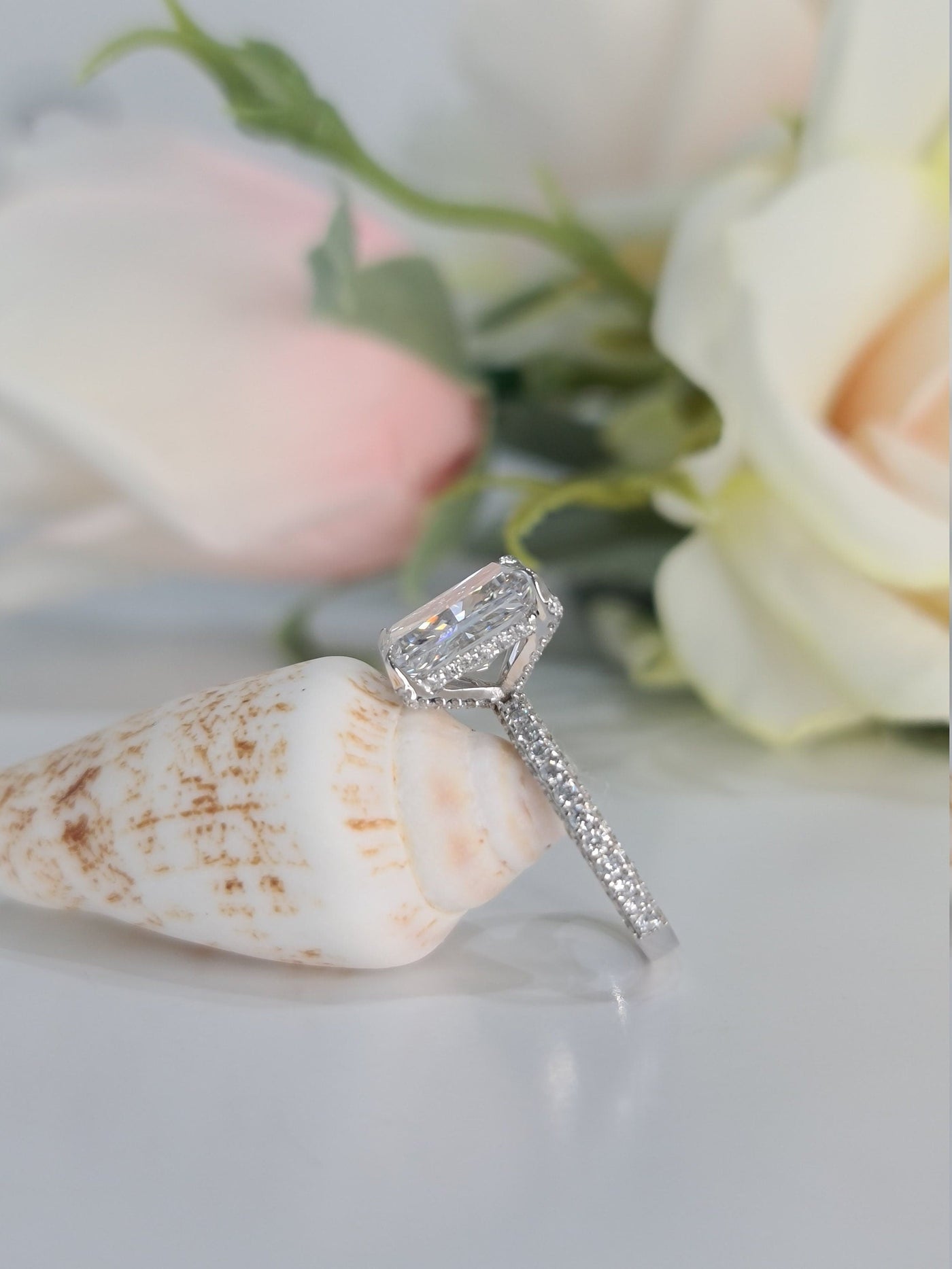 2.50 CT-4.50 CT Radiant Hidden Halo Lab Grown Diamond Engagement Ring