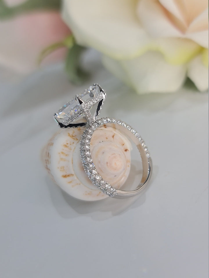 2.50 CT-4.50 CT Radiant Hidden Halo Lab Grown Diamond Engagement Ring