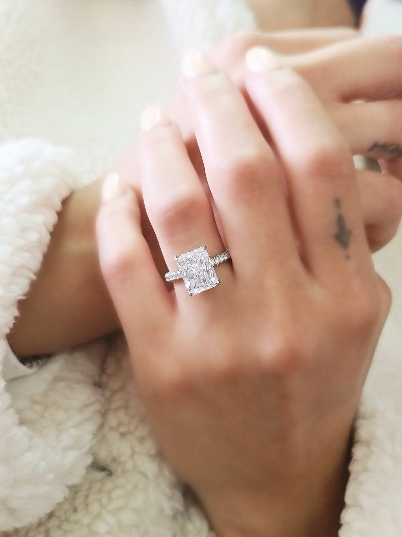 2.50 CT-4.50 CT Radiant Hidden Halo Lab Grown Diamond Engagement Ring