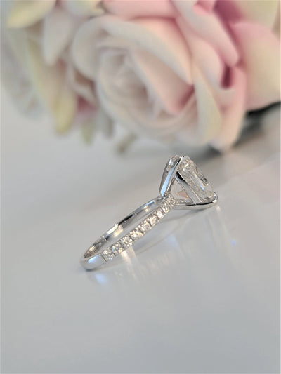 2.0 CT-4.0 CT Cushion Pave Setting Lab Grown Diamond Engagement Ring