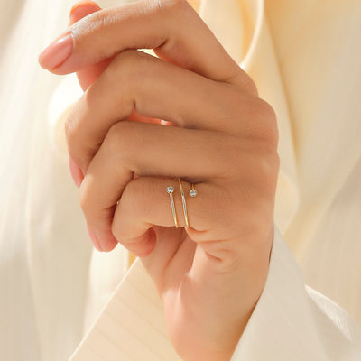 Adjustable Open Moissanite Diamond Ring in Solid Yellow Gold