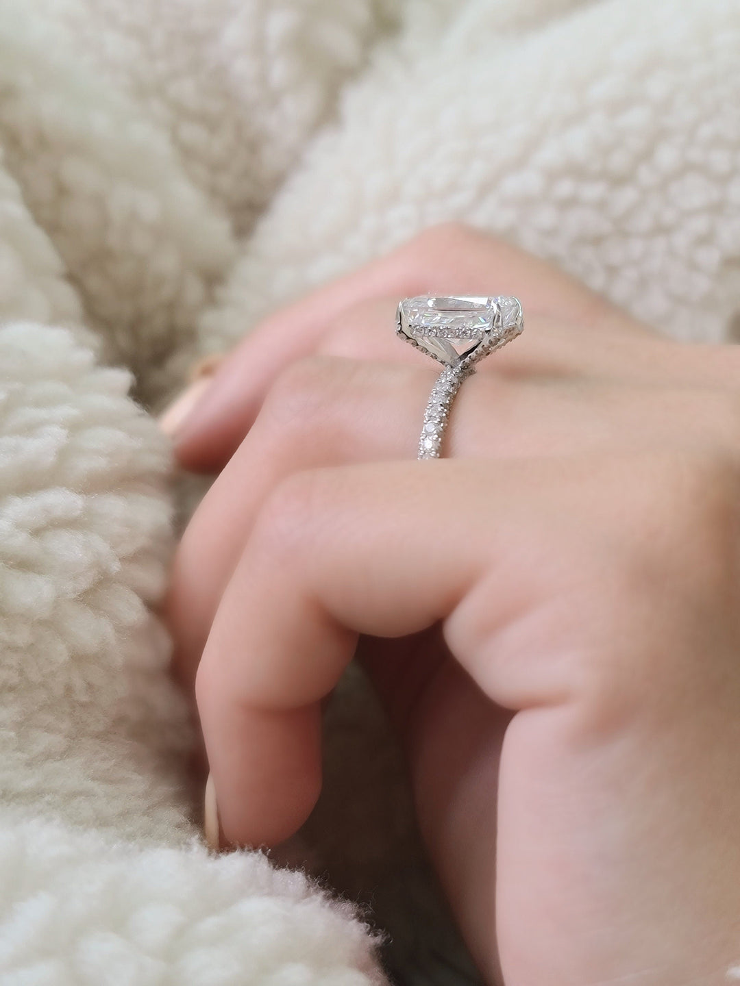 2.50 CT-4.50 CT Radiant Hidden Halo Lab Grown Diamond Engagement Ring