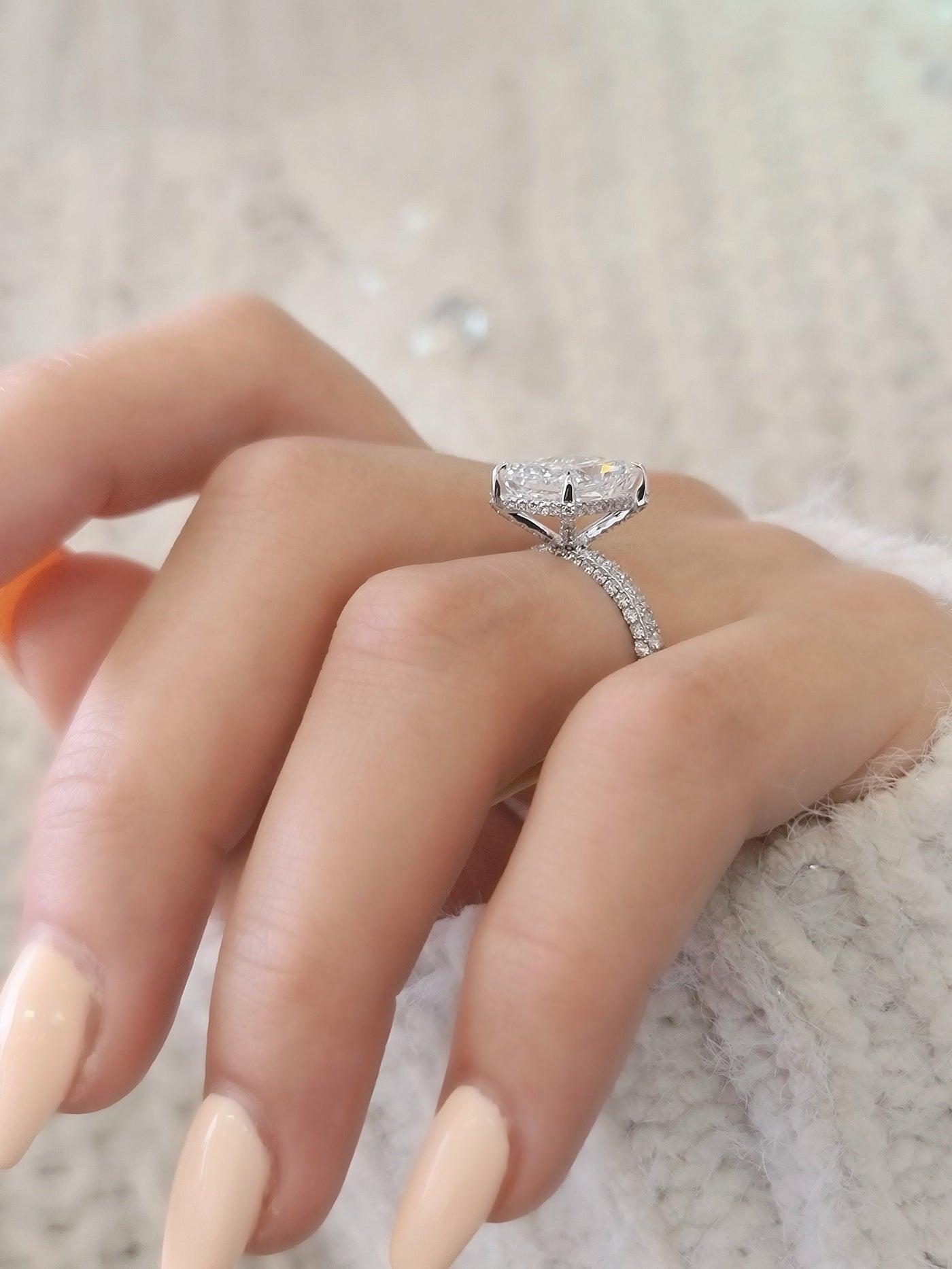 2.50 CT-4.50 CT Radiant Hidden Halo Lab Grown Diamond Engagement Ring