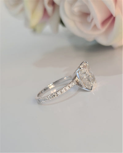 2.0 CT-4.0 CT Cushion Pave Setting Lab Grown Diamond Engagement Ring