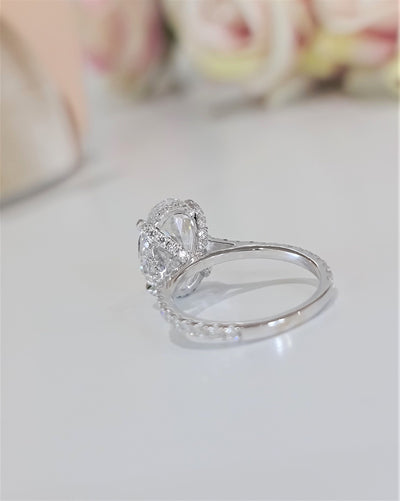 2.0 CT-4.0 CT Oval Hidden Halo Style Lab Grown Diamond Engagement Ring