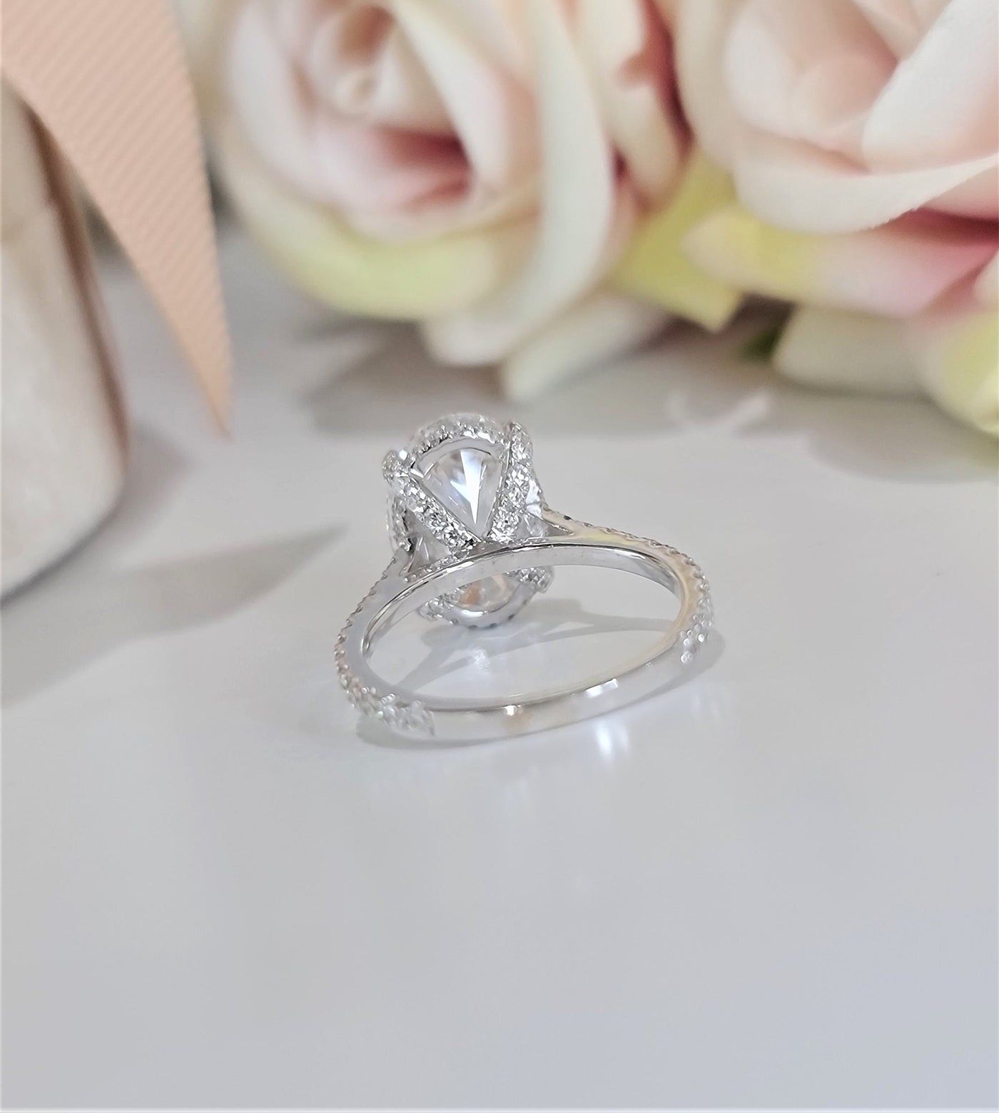2.0 CT-4.0 CT Oval Hidden Halo Style Lab Grown Diamond Engagement Ring