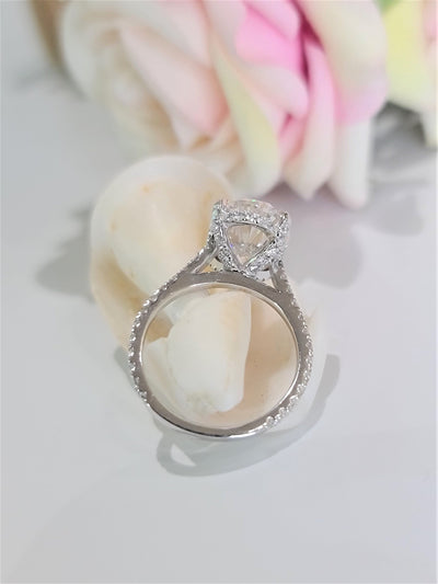 2.0 CT-4.0 CT Oval Hidden Halo Style Lab Grown Diamond Engagement Ring