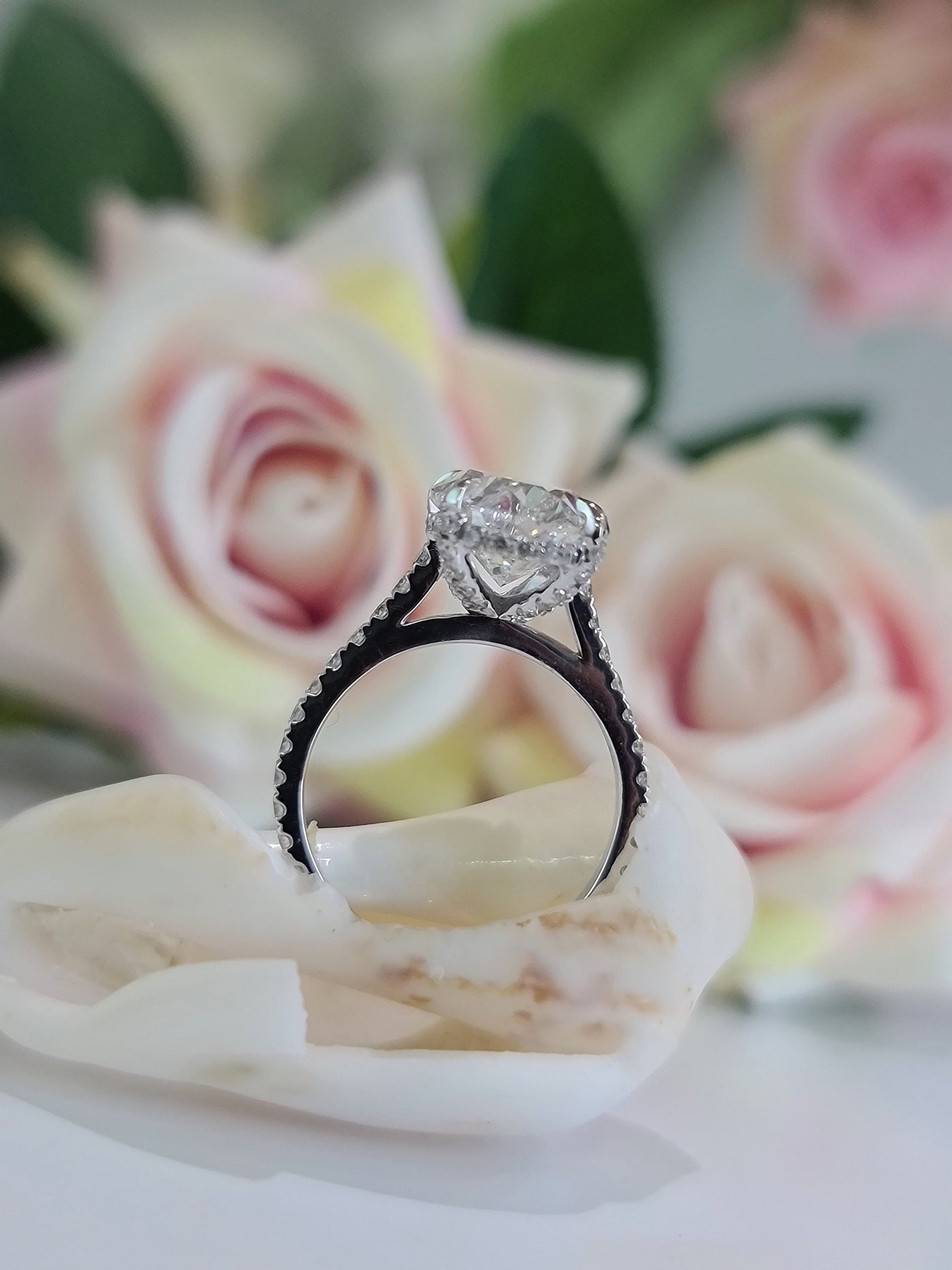 2.0 CT-4.0 CT Oval Hidden Halo Style Lab Grown Diamond Engagement Ring