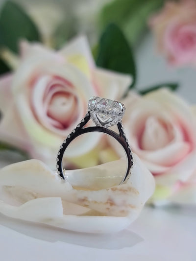 2.0 CT-4.0 CT Oval Hidden Halo Style Lab Grown Diamond Engagement Ring