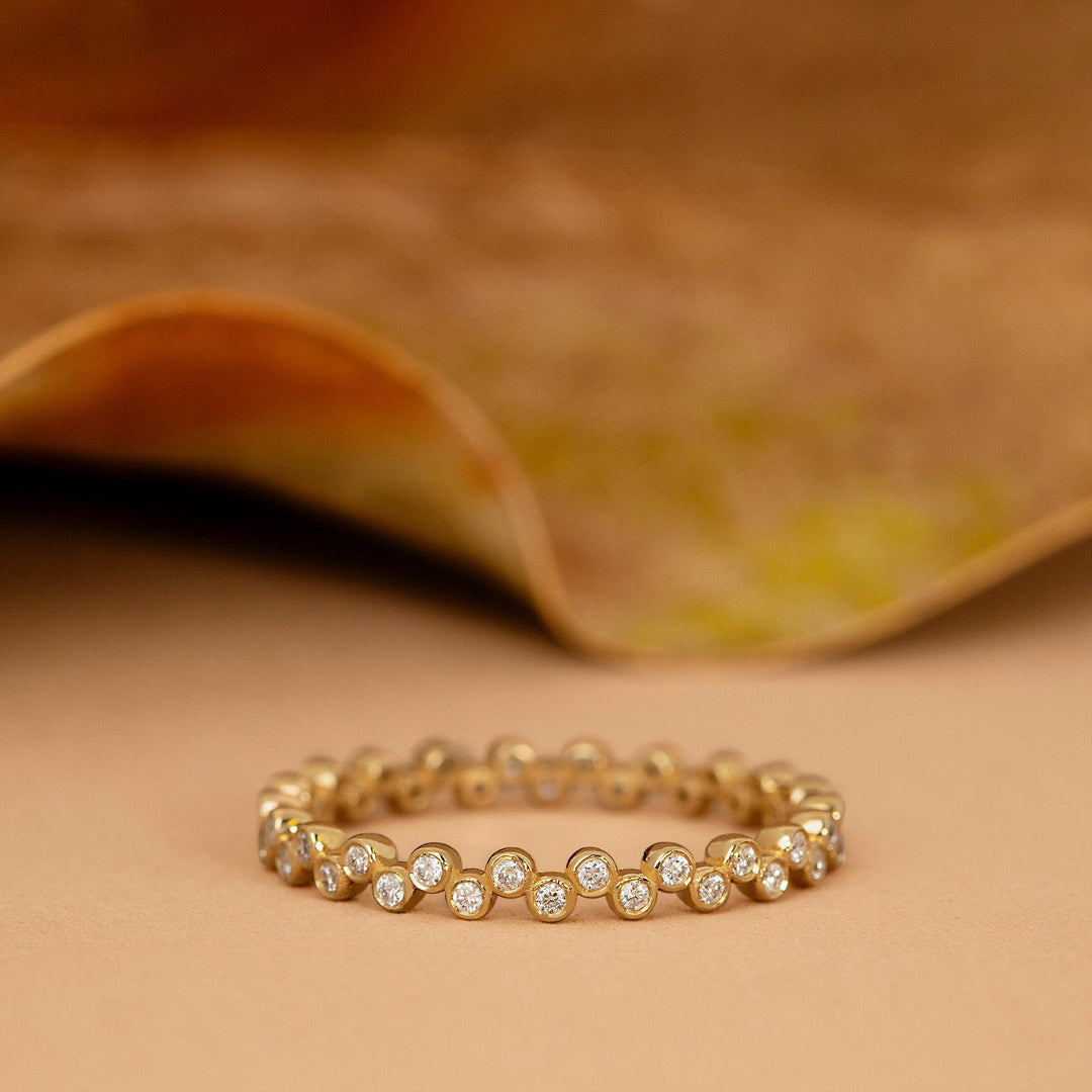 Bezel Set Round Cut Diamond Full Eternity Wedding Band for Women