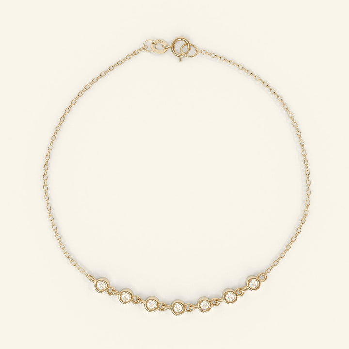 Round Cut Moissanite Diamond Bezel Setting Bracelet for Women