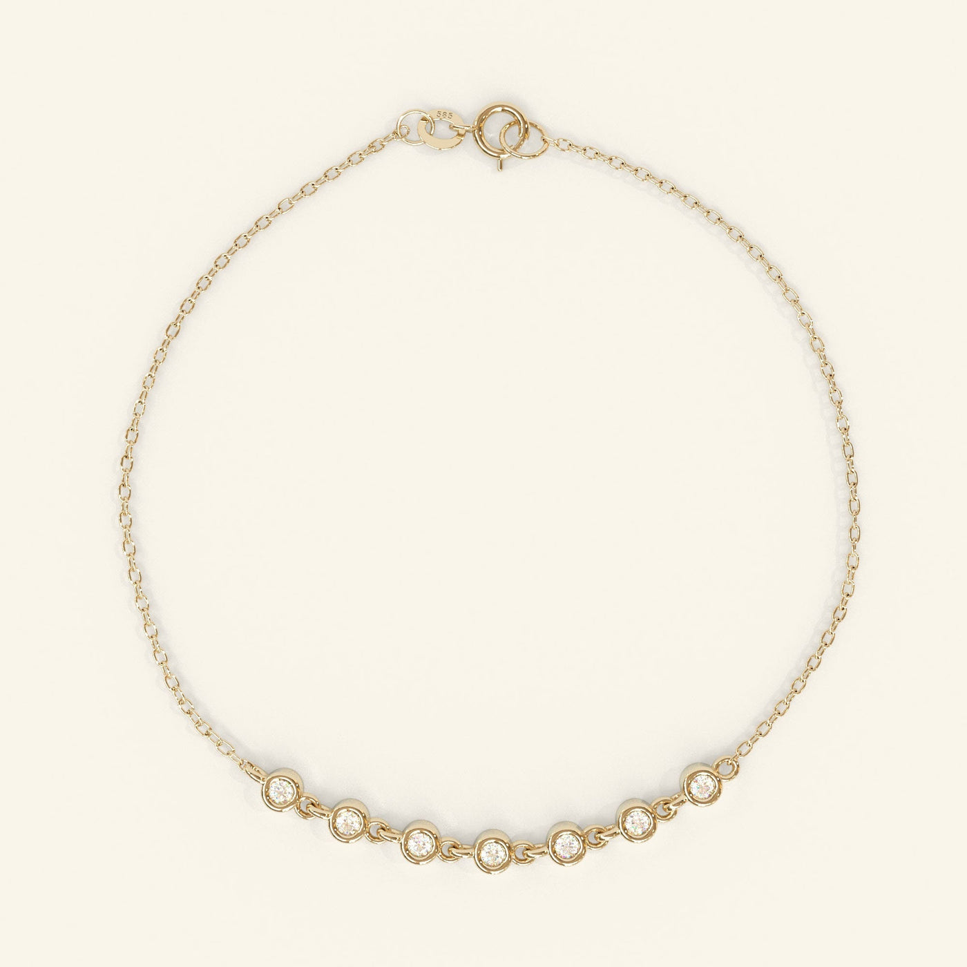 Round Cut Moissanite Diamond Bezel Setting Bracelet for Women