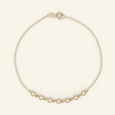 Round Cut Moissanite Diamond Bezel Setting Bracelet for Women