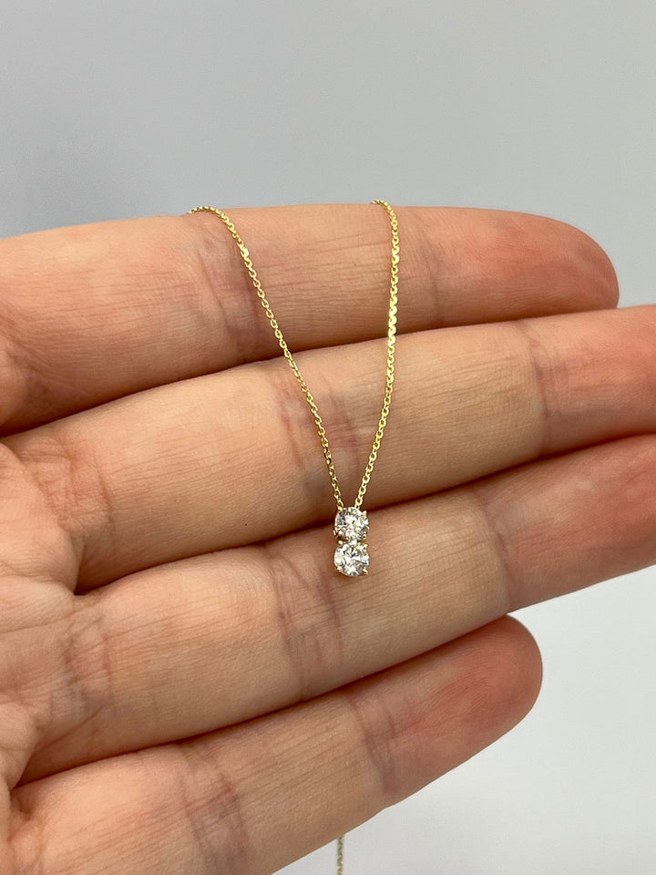 0.30TCW Round Two Stone Moissanite Diamond Necklace for Her