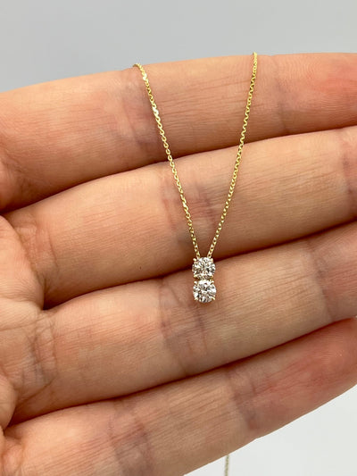 0.30TCW Round Two Stone Moissanite Diamond Necklace for Her