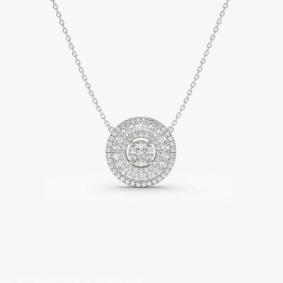 Round Cut Diamond Circle Pendant Necklace for Women