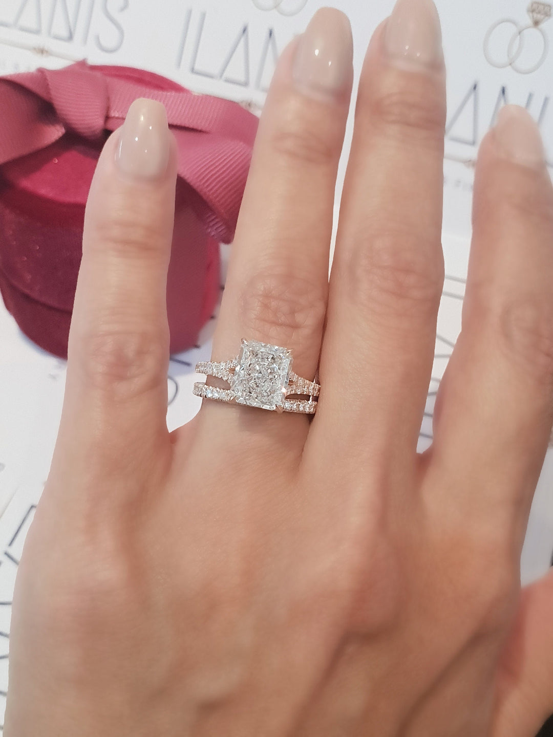 1.0 - 3.0 CT Radiant Split Shank Lab Grown Diamond Engagement Ring