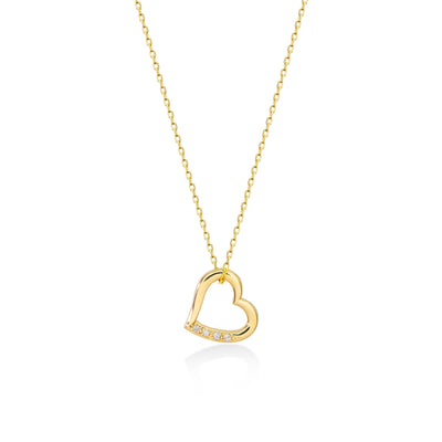 Heart Shape Diamond Moissanite Necklace in 14K Yellow Gold