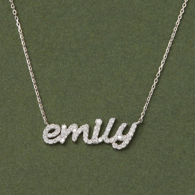 Nameplate Moissanite Diamond Necklace for Women