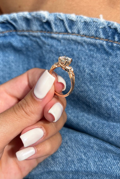 1.0 CT Round Cut Moissanite Twig Engagement Ring