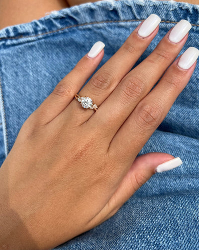 1.0 CT Round Cut Moissanite Twig Engagement Ring