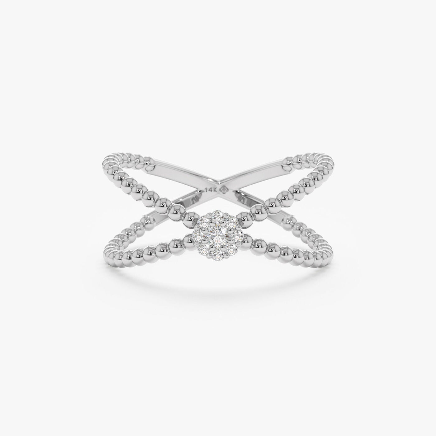 Round Cut Diamond Cross Ring for Women 14k Gold or 18k Gold