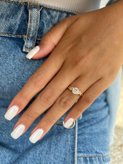 1.0 CT Round Cut Moissanite Diamond Twig Engagement Ring