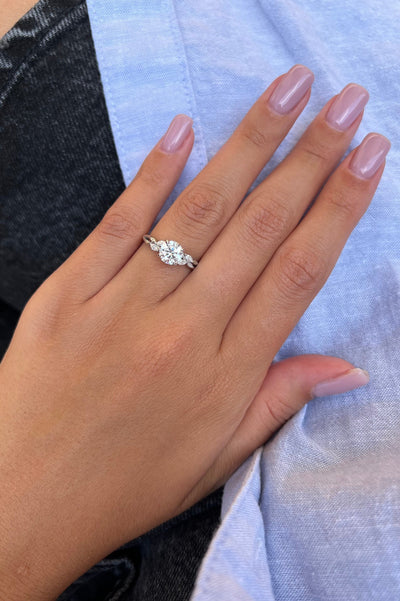 1.0 CT Round Cut Moissanite Diamond Twig Engagement Ring