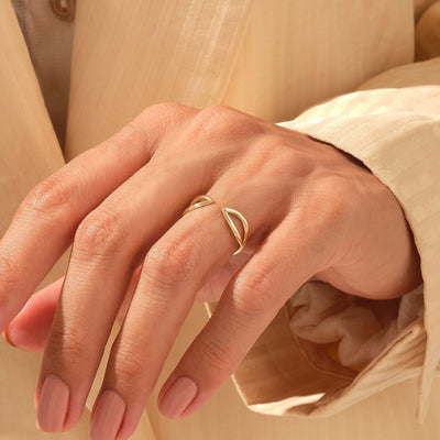 14K Yellow Gold Plain Stackable Open Band for Birthday Gift