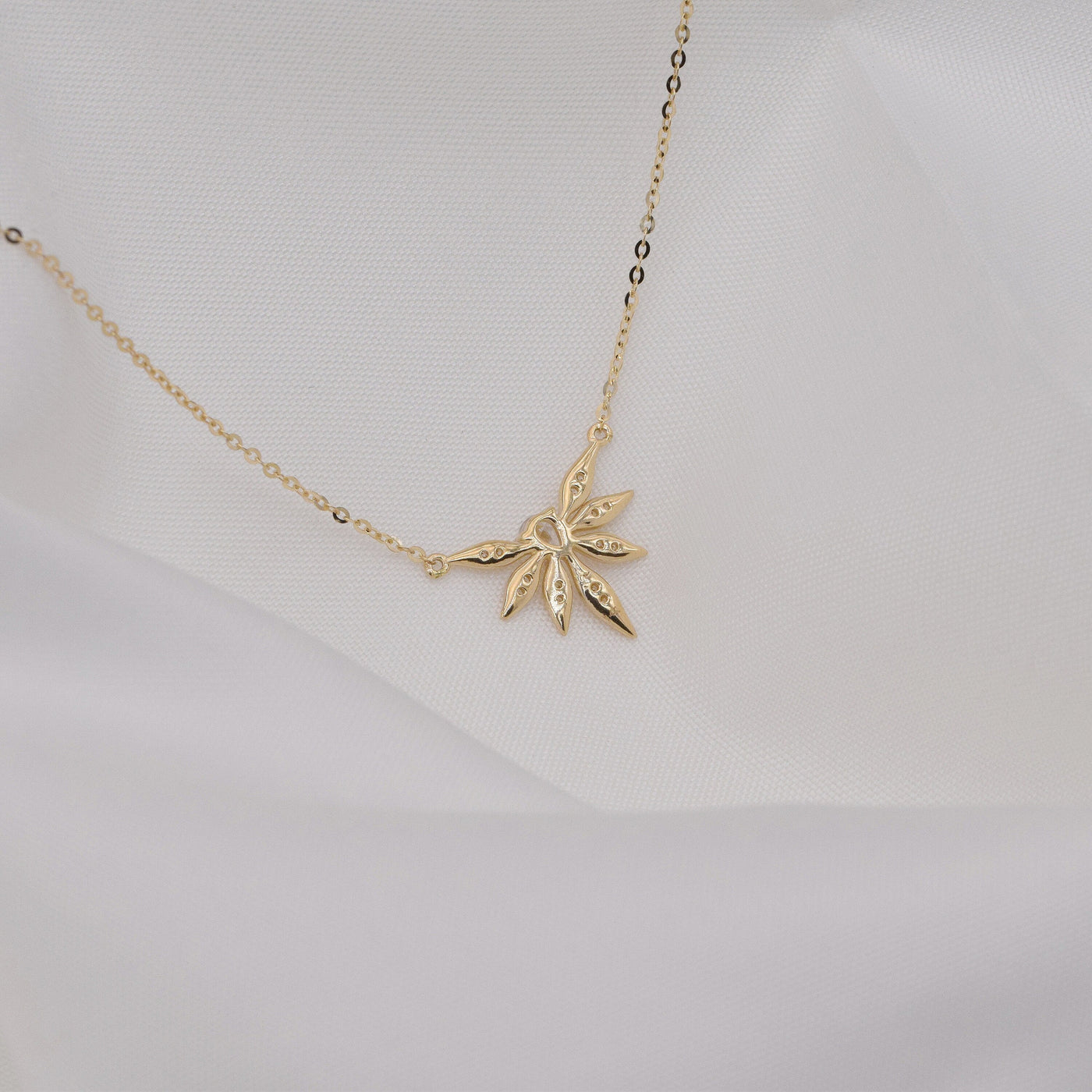 Round & Pear Cut Diamond Leaf Necklace for Everyday Jewelry