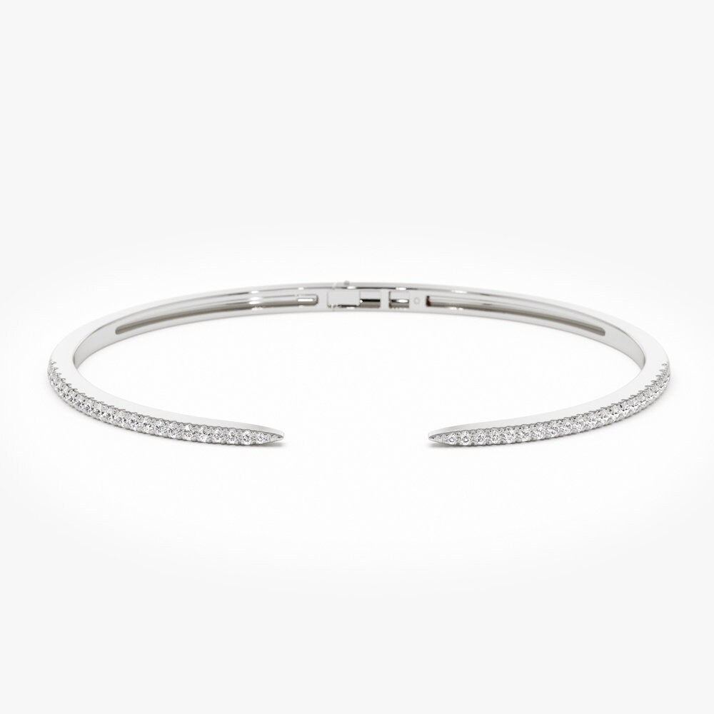 Round Cut Cuff Diamond Bangle Bracelet for Women