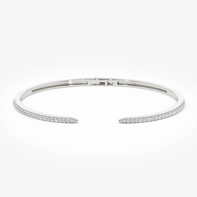 Round Cut Cuff Diamond Bangle Bracelet for Women