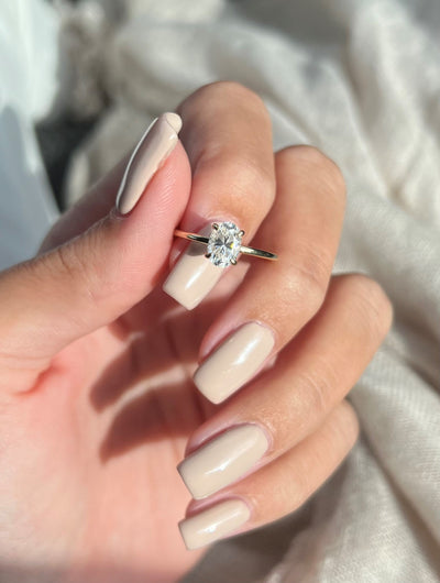 1.0 CT Oval Cut Moissanite Solitaire Diamond Engagement Ring