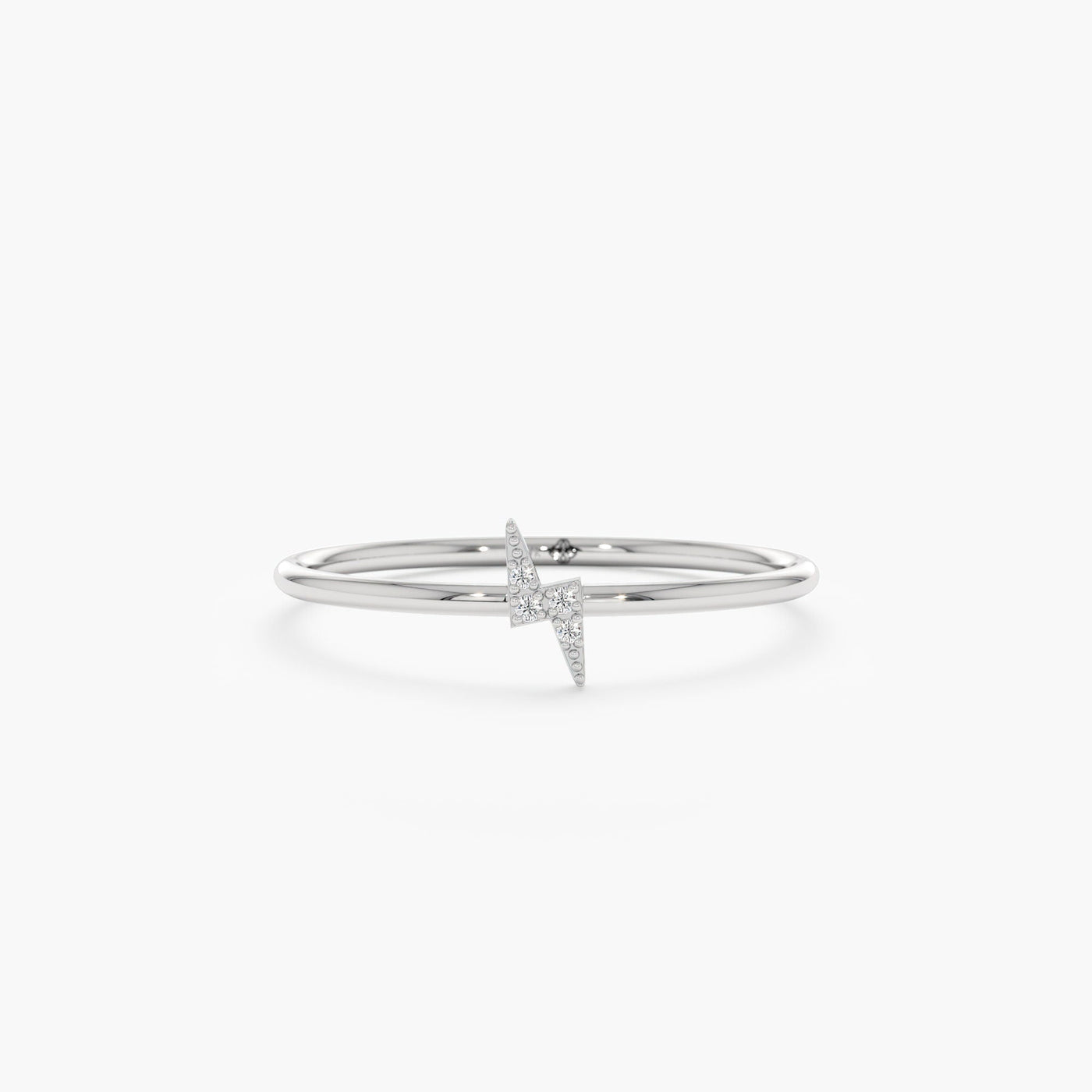 14K Yellow Gold Round Cut Lightning Bolt Ring for Christmas Gift