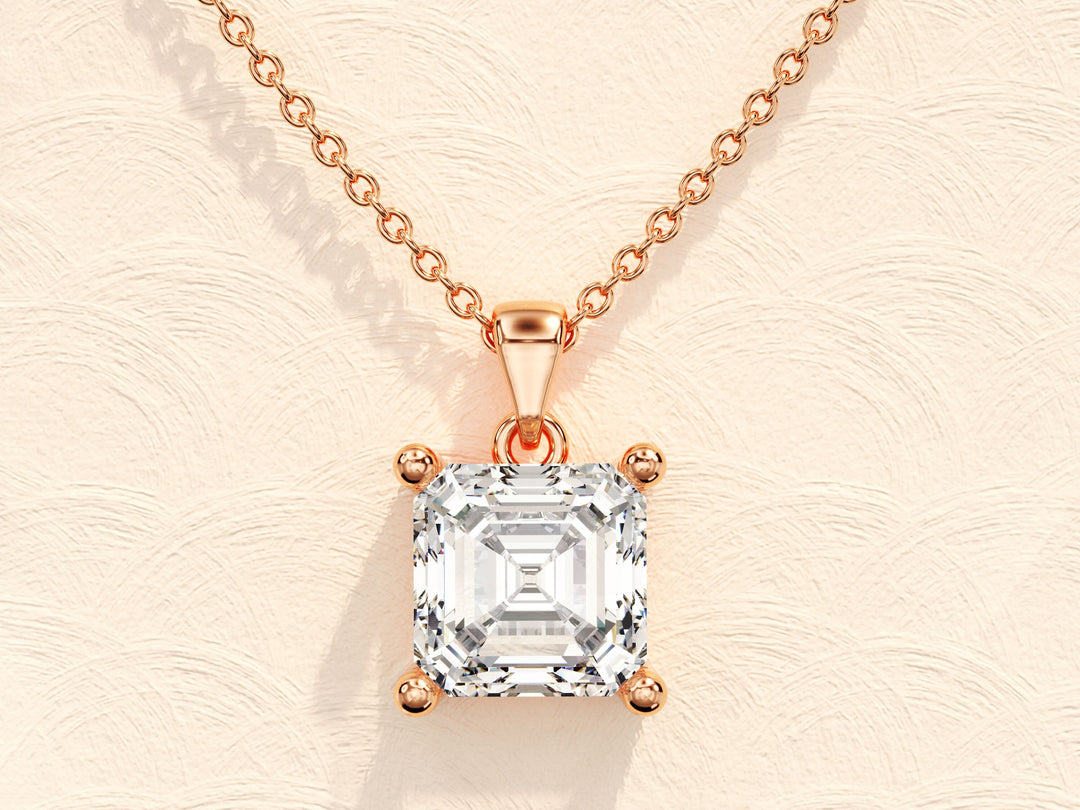 Asscher Cut Diamond Moissanite Necklace for Women