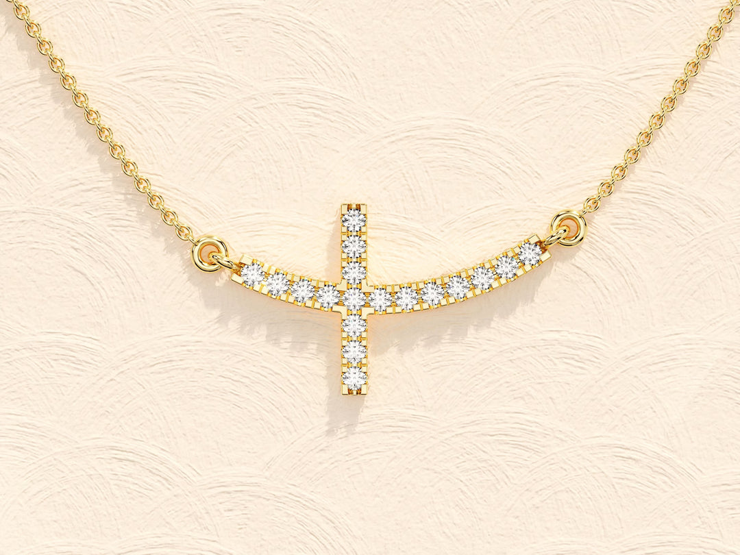 Sideways Cross Diamond Moissanite Necklace for Women