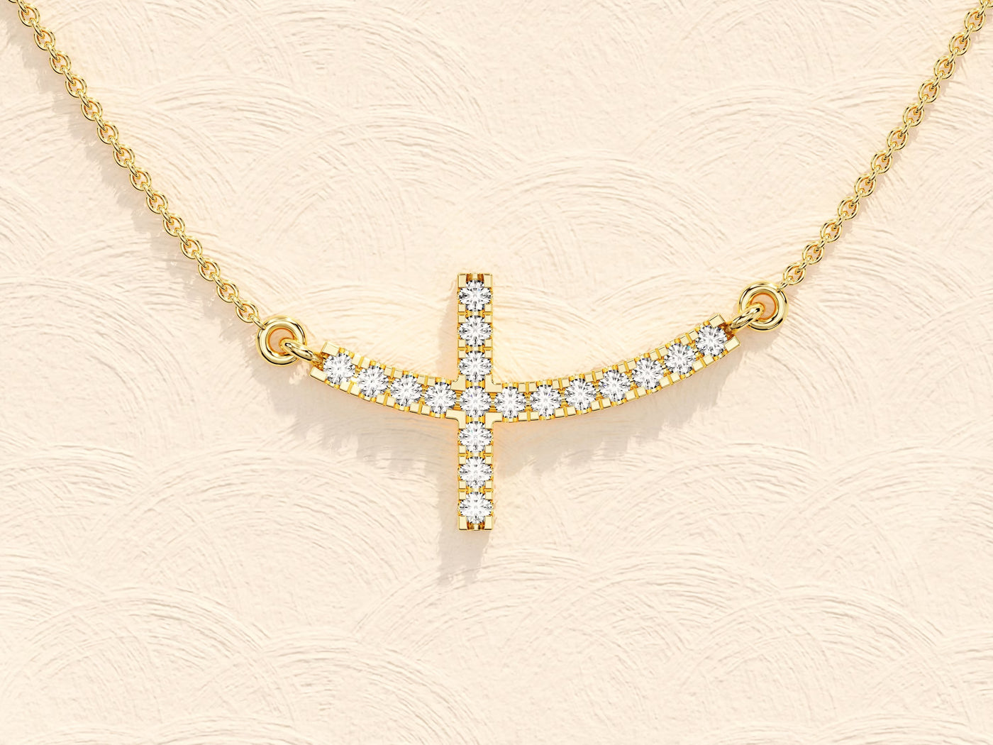 Sideways Cross Diamond Moissanite Necklace for Women