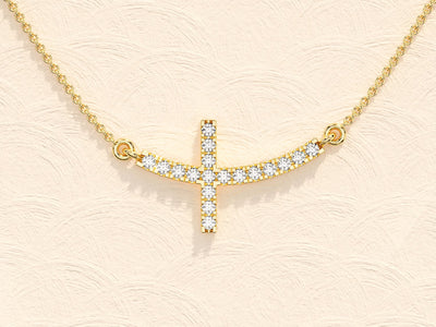 Sideways Cross Diamond Moissanite Necklace for Women