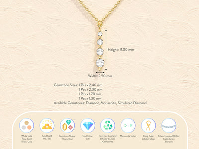 Round Cut Moissanite Diamond Solitaire Necklace for Women