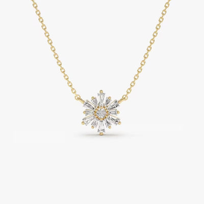 Round & Tapered Baguette Cut Diamond Necklace for Her