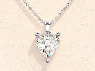 Heart Cut Diamond Moissanite Solitaire Necklace for Women