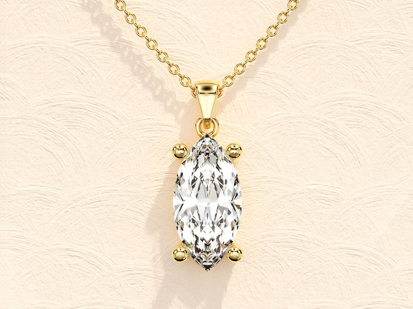 Marquise Cut Solitaire Moissanite Diamond Pendant Necklace